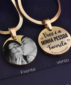 Colar Círculo Casal + Foto Personalizada