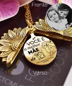Pingente Girassol com Foto – Presente para Mãe