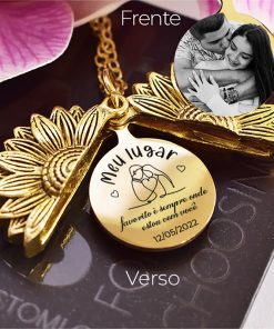 Pingente Girassol + Foto Personalizada