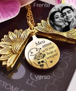 Pingente Girassol com Foto Personalizada – Dia dos Namorados